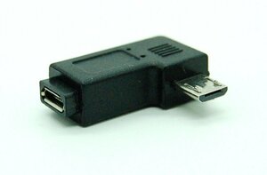 【vaps_4】L字 MicroUSB 方向変換アダプター 《左向き》 角度変更 MicroUSB(オス)-MicroUSB(メス) 送込