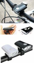 【vaps_2】USB充電式 自転車ヘッドライト 《ホワイト》 3点灯 マウントタイプ 送込_画像2