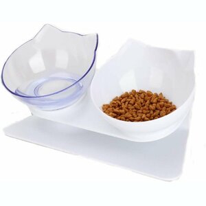 [vaps_5] домашнее животное миска { прозрачный белый } кошка собака капот миска корм для животных вода .. двойной 2 шт тарелка посуда миска для еды включая доставку 
