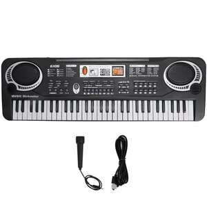 【vaps_5】61鍵盤 電子キーボード 多機能 16トーン 10種リズム 軽量 コンパクト 子供 ピアノ 練習 おもちゃ 送込