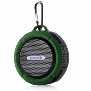 ワイヤレス スピーカー 《グリーン》 防水 高音質 Bluetooth コンパクト 持ち運び 携帯 音声通話可能 カラビナ _