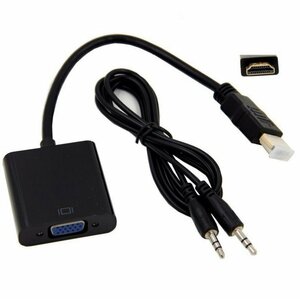 【vaps_2】HDMI(オス) to VGA(メス) 変換アダプタ オーディオケーブル付き 送込