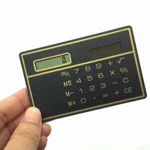 【vaps_4】カード型 ソーラー電卓 《ブラック》 コンパクト 薄型 電卓 送込