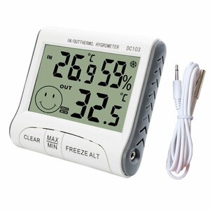 【vaps_3】多機能 室内室外 デジタル 温度計 湿度計 顔文字 快適レベル 温湿度計 時計 熱中症 モニター 送込