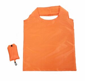 【vaps_6】折りたたみ エコバッグ 《オレンジ》 シンプル フック付き 大容量 コンパクト ショッピングバッグ エコバック 送込