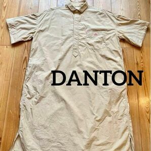 DANTON ダントン コットンポプリン 半袖シャツワンピース 36 ベージュ ワイドシルエット ビッグシルエット