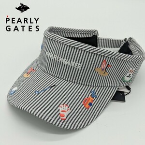 * новый товар стандартный товар PEARLYGATES/ Pearly Gates полоса козырек <SURF&TURF серии > (UNISEX) рука. включено .. много. вышивка 