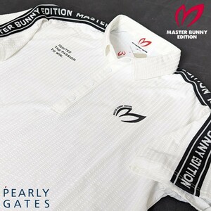 ★新品正規品 PEARLYGATES/マスターバニー 46G ポリエステルサッカー 半袖ポロシャツ size5(L)　夏のゴルフに大活躍！！