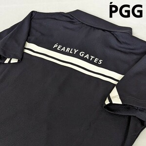 ★新品正規品 PEARLYGATES/PGG メンズメッシュ裏使い 半袖ポロシャツ size5(L)　優れた吸水速乾性、ストレッチ性、通気性、軽量