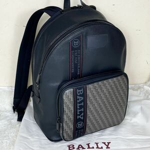 現行/未使用級/希少 BALLY バリー リュック バックパック ビジネス メンズ A4 大容量 黒 ブラック トレスポ サフィアーノレザー ワッペン