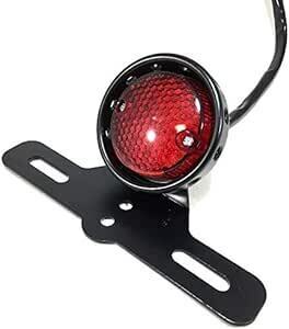 ONGMEIL ビンテージ LED テール ランプ ライト ナンバー灯 ステー 付き レッド レンズ バイク ドレスアップ カスタ