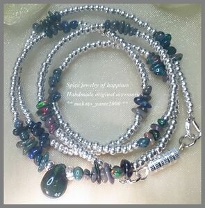 *NM* black opal. beads necklace (*^^*)* approximately 45cm*B2