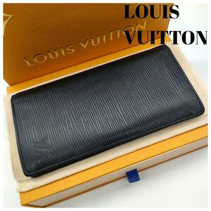 【極美品・現行品】ルイヴィトン LOUISVUITTON エピレザー サラ ２つ折長財布 最新型 ノワール 黒色 ウォレット wallet 保存箱 メンズ