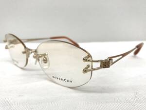 10T-033 新品 眼鏡 メガネフレーム チタン GIVENCHY ジバンシー 19g 55□17-135 フチなし メンズ 男性 レディース 女性 ゴールド系