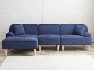 [Новый] диван диван набор 3 -сеал угловой диван L -обработка Ottman Lotype ткани ткань синяя темнота