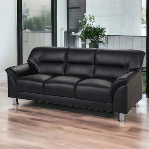  sofa sofa 3 seater . low sofa - compact synthetic leather imitation leather black modern triple sofa fake leather opening installation attaching 