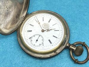 ☆アンティーク 骨董/大型 銀製 SILVER 900/商館 懐中時計 POCKET WATCH/虎マーク JOHORE ジョホール