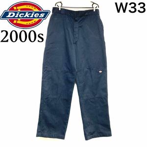 輸入古着 00s 00年代 Dickies ディッキーズ 85283 ダブルニー ワークパンツ ルーズフィット ネイビー