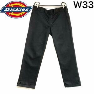 輸入古着 Dickies ディッキーズ ワークパンツ スリムストレート w33相当 ブラック