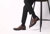 ビジネスシューズ　メンズシューズ　シューズ 靴　フォーマル ロングノーズ　ローカット　紐靴　紳士靴 ワニ柄 おしゃれ ブラウン　25.5cm_画像6