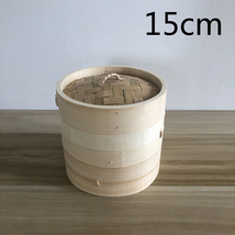 蒸籠　せいろ　家庭用　業務用　中華蒸し器　竹製　料理器具　本格15cm 二段蓋付　_画像1