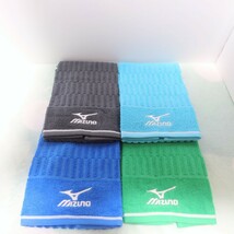 ミズノ MIZUNO フェイスタオル 4枚セット 新品 スポーツ タオル マフラータオル ロングタオル ロゴ入り 汗拭きタオル 青 水色 緑 黒_画像1