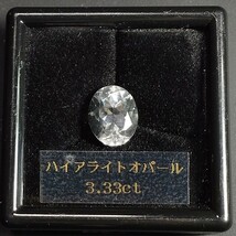 高品質 3.33ct ハイアライトオパール カボション ルース 裸石 ケース付 紫外線蛍光 Hyalite Opal グラスオパール 希少石 クリアオパール_画像4