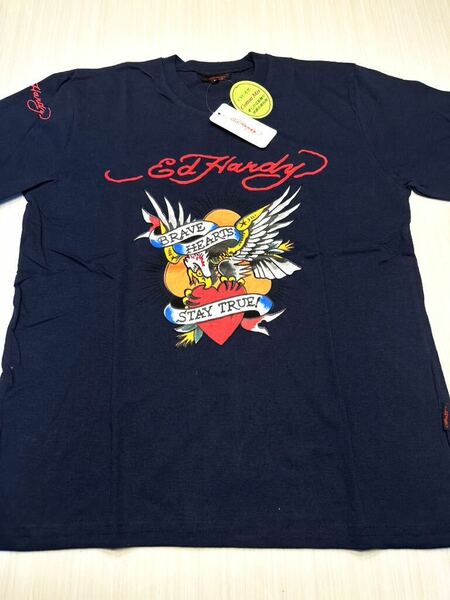 (送料無料)新品未使用品 Ed Hardy エドハーディー 鷹 ハート メンズ半袖Tシャツ ☆サイズL 胸囲96〜104㎝、身長175〜185㎝☆綿60%他