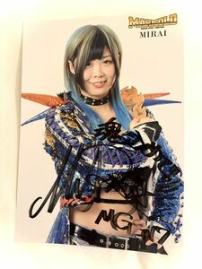  woman Professional Wrestling Marie Gold flag .. war MIRAI with autograph portrait with translation angle breaking MARIGOLD MIRAI