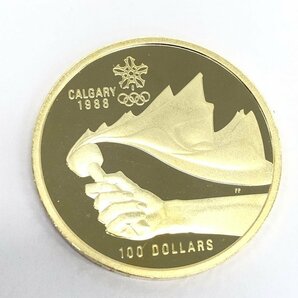 K14 カナダ カルガリー五輪 100ドル金貨 総重量13.3g【CDAY7009】の画像1