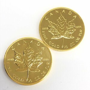 K24IG Canada Maple leaf gold coin 1/2oz 2 sheets summarize gross weight 31.1g[CDBD7032]