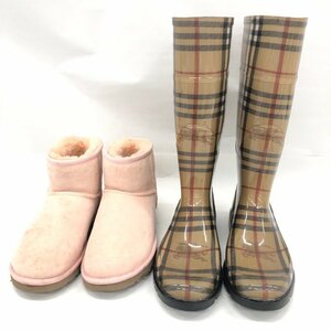 BURBERRY バーバリー 長靴 ノバチェック サイズ38 / UGG アグ ブーツ ピンク色 サイズ37 2点セット【CEAA6033】