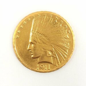 K21.6　アメリカ　インディアン金貨　10ドル　1911　総重量13.0g【CEAB6008】
