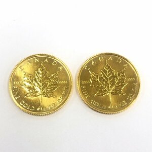 K24IG Canada Maple leaf gold coin 1/4oz 1986 2 sheets summarize gross weight 15.7g[CEAH0023]