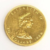 K24IG　カナダ　メイプルリーフ金貨　1/4oz　1986　総重量7.7g【CEAN4004】_画像2