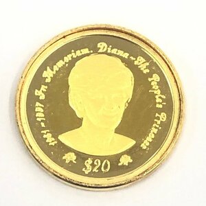 K24　NIUE　ニウエ　ダイアナ妃　20ドル金貨　総重量1.5g【CEAH0027】