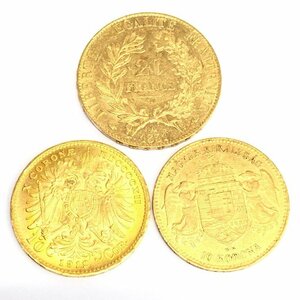 K21.6 France Hungary Austria 20 franc 10 Corona gold coin 3 sheets summarize gross weight 13.2g[CEAN4027]