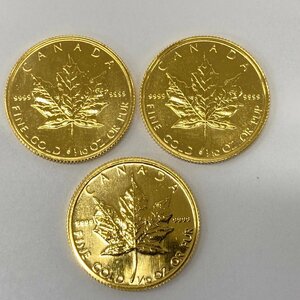 K24IG Canada Maple leaf gold coin 1/10oz 3 sheets summarize gross weight 9.4g[CEAM9018]