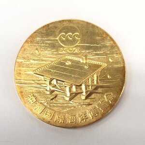 K18 750 печать Okinawa международный море .. просмотр . память медаль полная масса 14.5g[CEAQ9060]
