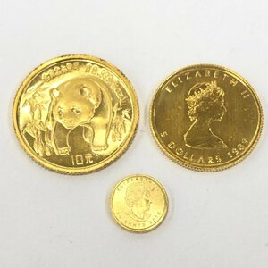 K24IG maple leaf gold coin / Panda gold coin 3 point . summarize gross weight 7.4g[CEAQ5086]