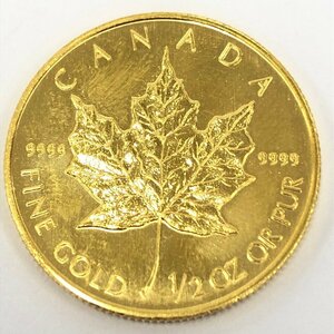 K24IG カナダ メイプルリーフ金貨 1/2oz 2001 総重量15.5g【CEAS0056】