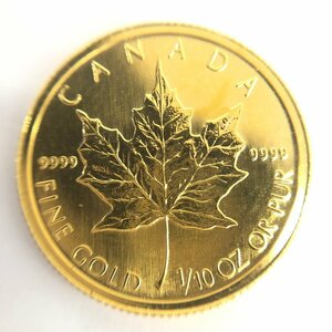 K24IG Canada Maple leaf золотая монета 1/10oz 1993 полная масса 3.1g[CEAR4042]