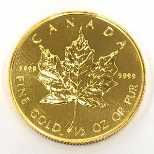 K24IG Canada Maple leaf gold coin 1/2oz 1987 gross weight 15.6g[CEAS0037]