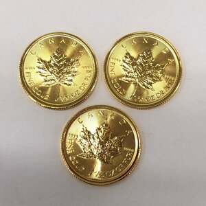 K24IG Canada Maple leaf gold coin 1/10oz 2023 3 sheets summarize gross weight 9.3g[CEAT6019]