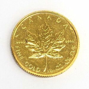 K24IG Canada Maple leaf gold coin 1/4oz 1988 gross weight 7.7g[CEBA4030]