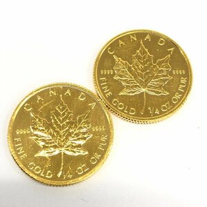 K24IG Canada Maple leaf gold coin 1/4oz 2 sheets summarize gross weight 15.6g[CEBA4023]