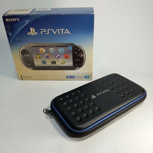 SONY [PSvita PCH-2000 black ] Wi-Fi model box have protection case have protective cover have Junk 5 jpy start 