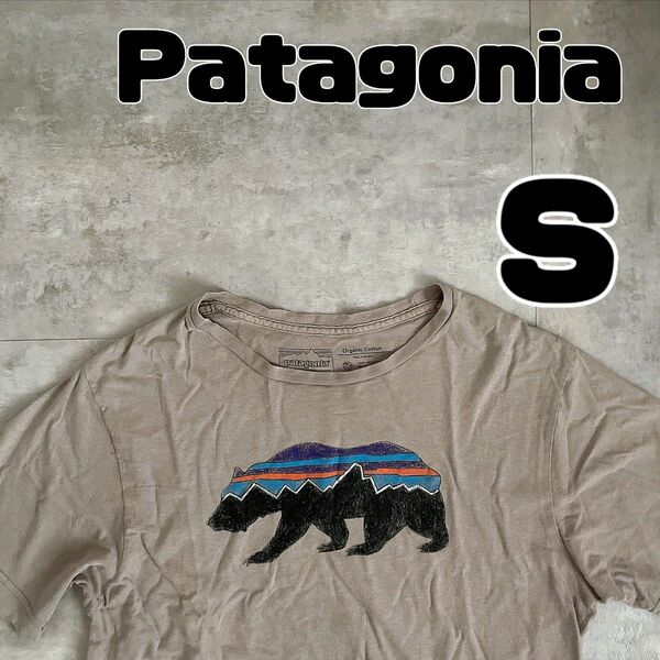 patagonia　パタゴニア　プリント　半袖　Tシャツ　ベージュ　Sサイズ