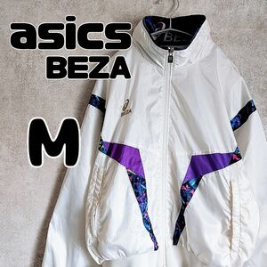 90s アシックス BEZA　フルジップ　トラックジャケット　白　Mサイズ　古着