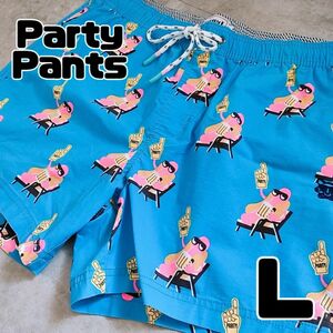 Party Pants　パーティー パンツ　メンズ　サーフパンツ　水着　青　Lサイズ　ビーチウェア　スイムスーツ
